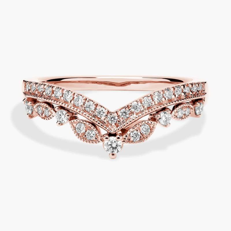 Regal Curved Diamond Ring in 18k Rose Gold (1/4 ct. tw.)