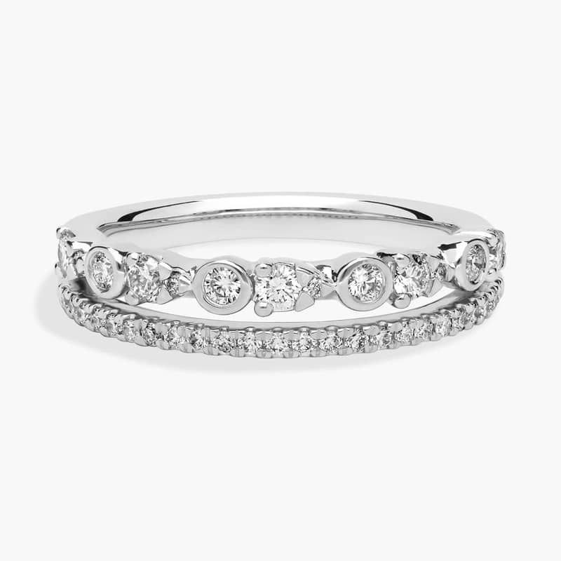 Alternating Bezel & Prong Set Round Diamond Ring with Pavé Accent in Platinum (1/3 ct. tw.)