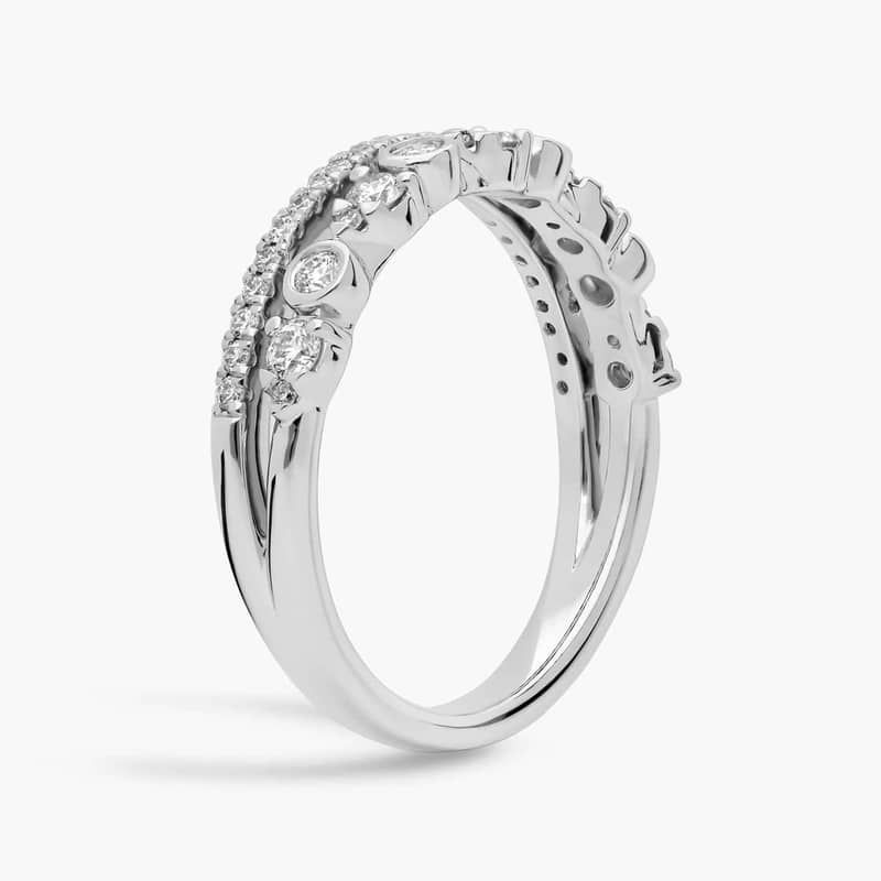 Alternating Bezel & Prong Set Round Diamond Ring with Pavé Accent in Platinum (1/3 ct. tw.)