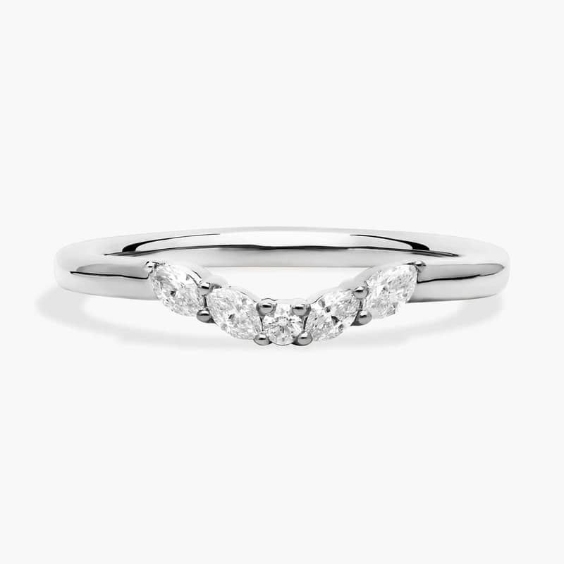 Curved Floral Marquise Diamond Ring in Platinum (1/8 ct. tw.)