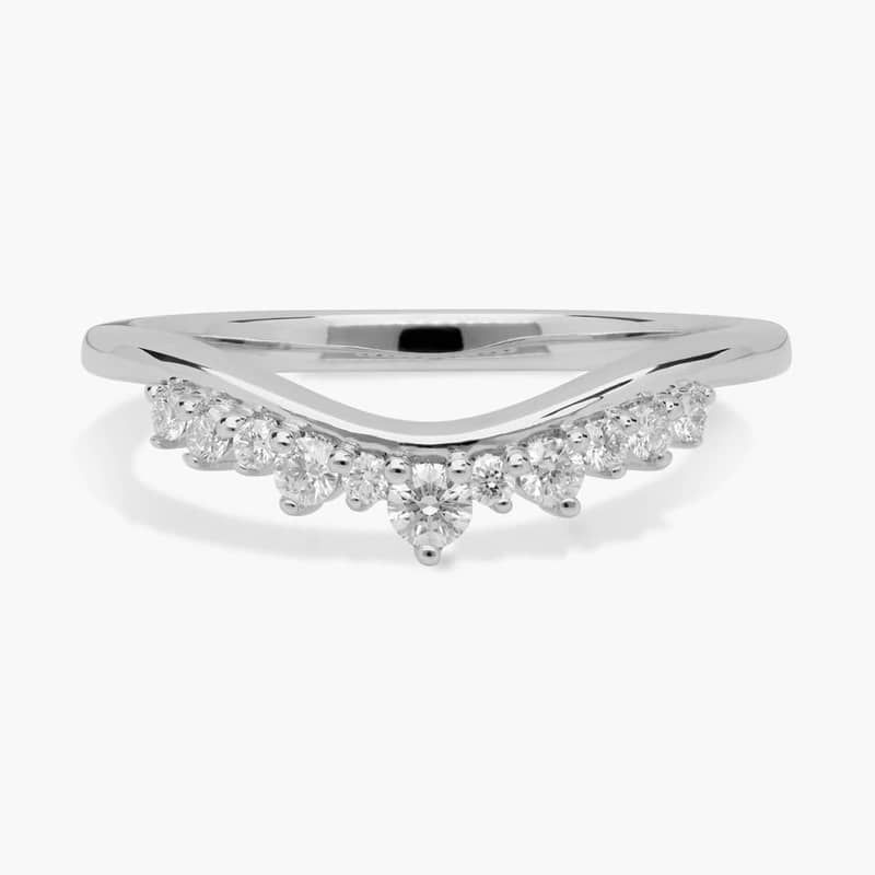 Curved Tiara Edge Stackable Ring in Platinum