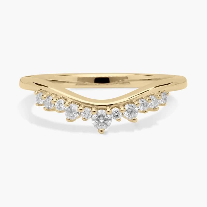 Curved Tiara Edge Stackable Ring in 14k Yellow Gold