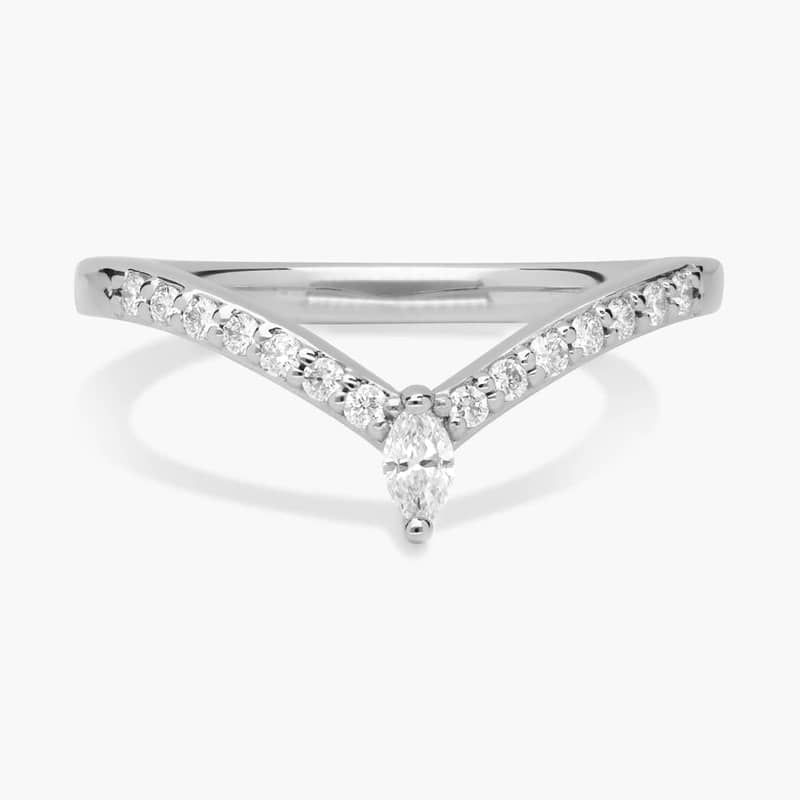 Pavé Drop Marquise Stackable Ring in 14k White Gold (1/4 ct. tw.)