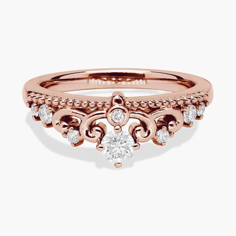 Intricate Crown Jewel Diamond Ring in 14k Rose Gold (1/4 ct. tw.)