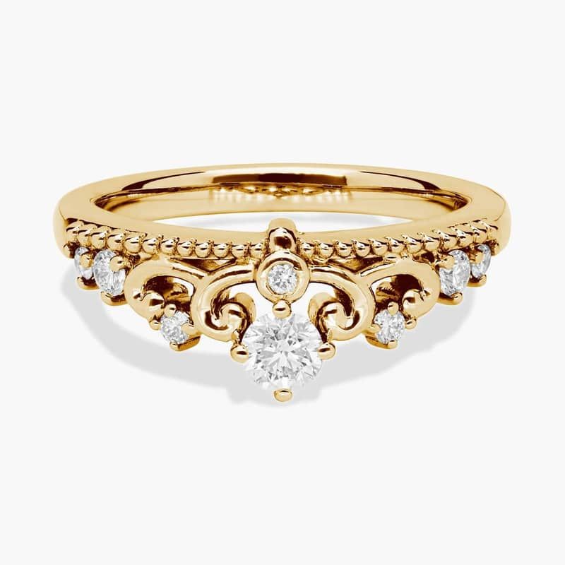 Intricate Crown Jewel Diamond Ring in 18k Yellow Gold (1/4 ct. tw.)