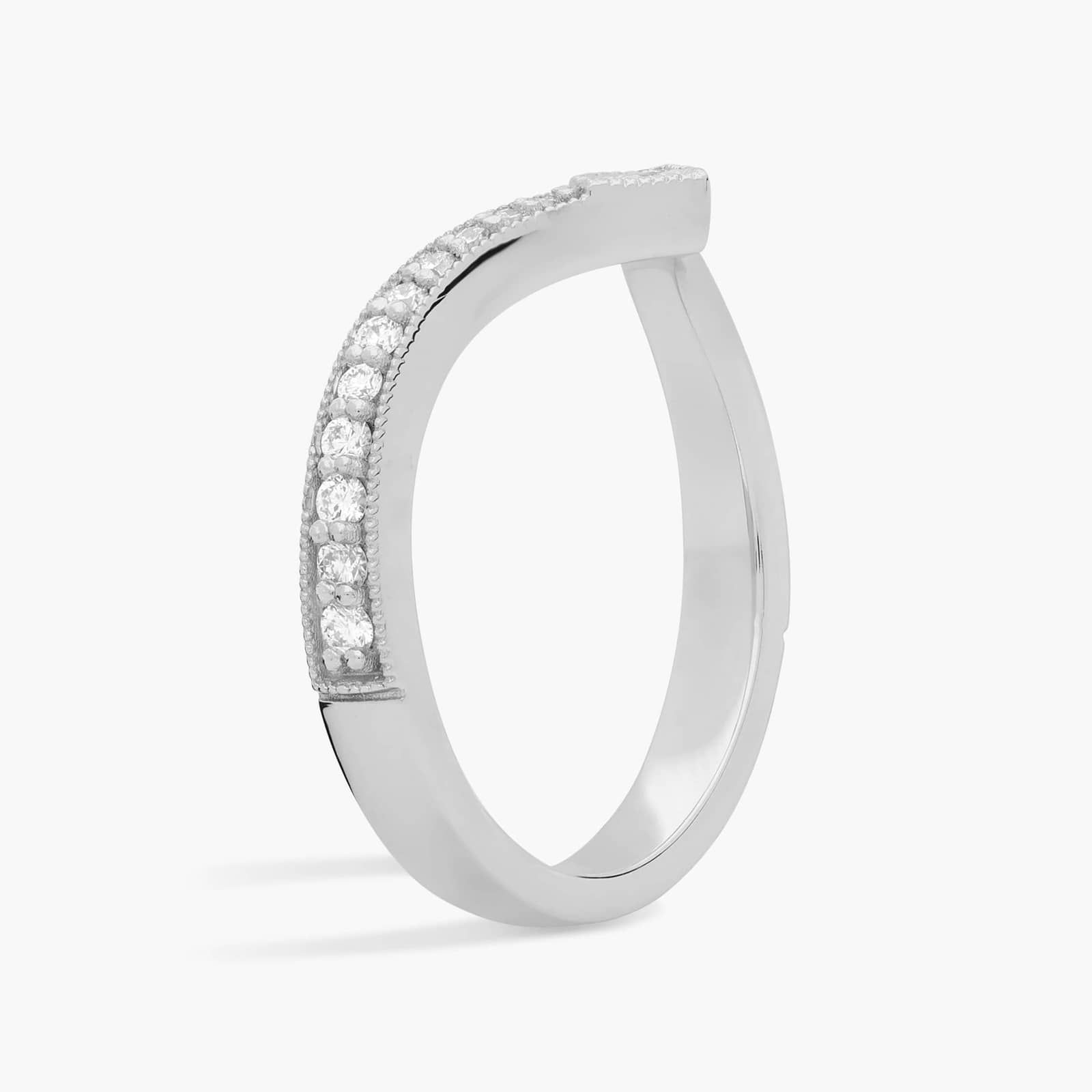 Pavé Drop Kite Stackable Ring in 14k White Gold (1/3 ct. tw.)