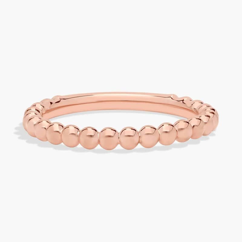 Beaded Stackable Ring in 14k Rose Gold (2.25mm)