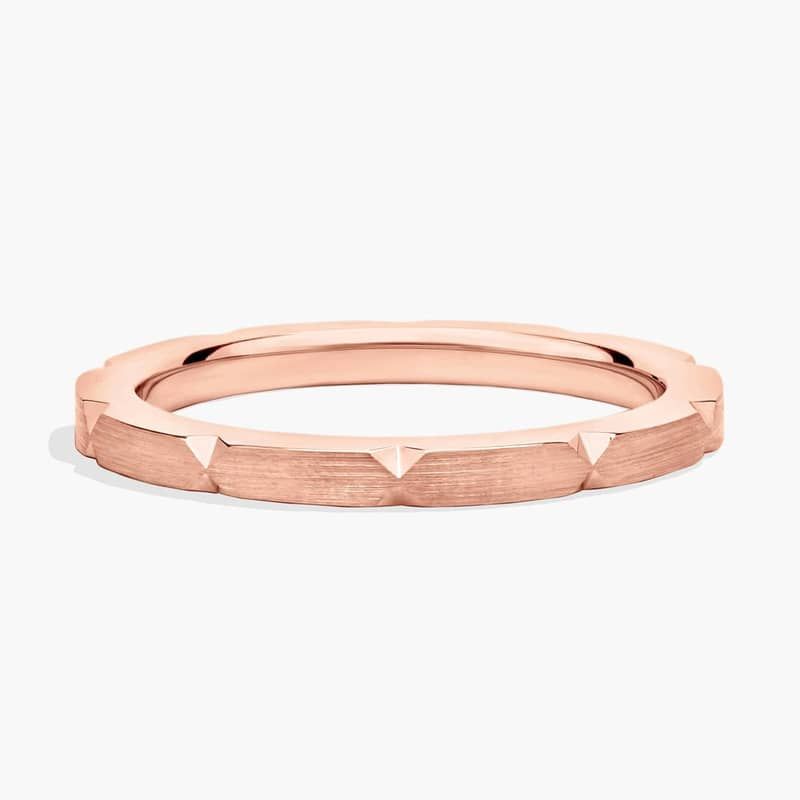 Contemporary Hexagon Cut Stackable Ring in 14k Rose Gold (2mm)