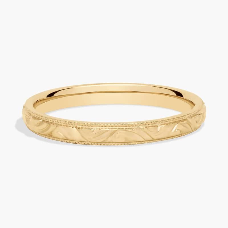 Milgrain Swirl Stackable Ring in 14k Yellow Gold (2mm)