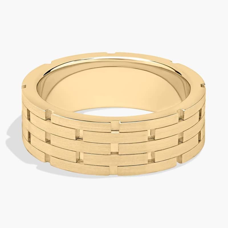 Architectural Linked Wedding Ring in 14k Yellow Gold (7.5mm)