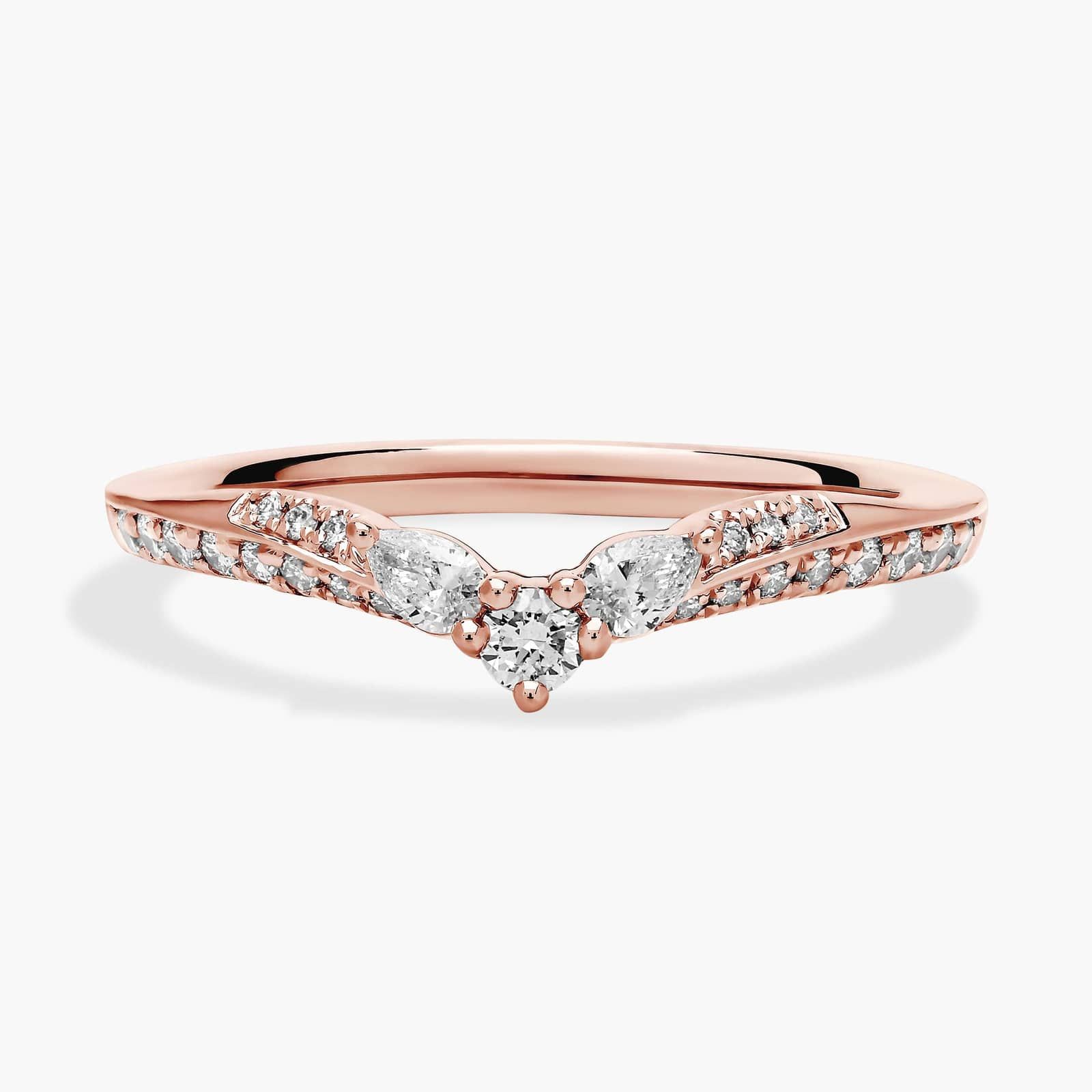 Romantic Winged Pear Diamond Pavé Ring in 18k Rose Gold (1/3 ct. tw.)