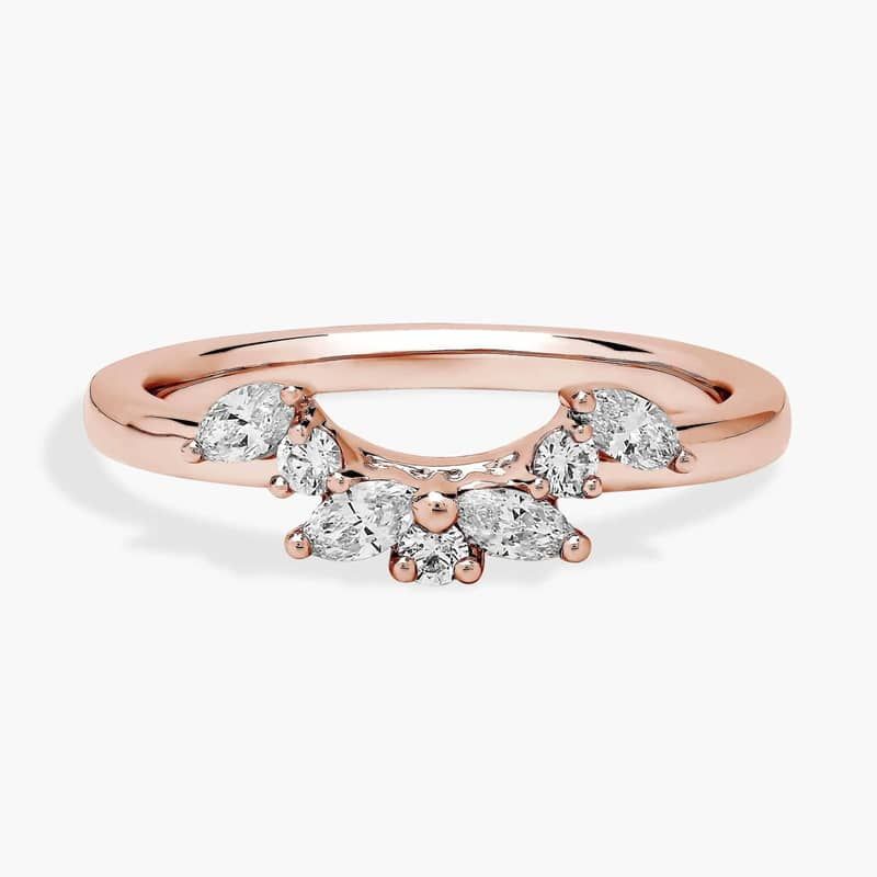 Romantic Marquise Curved Semi-Halo Diamond Wrap Ring in 14k Rose Gold (1/3 ct. tw.)