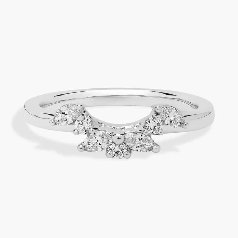 Romantic Marquise Curved Semi-Halo Diamond Wrap Ring in 14k White Gold (1/3 ct. tw.)