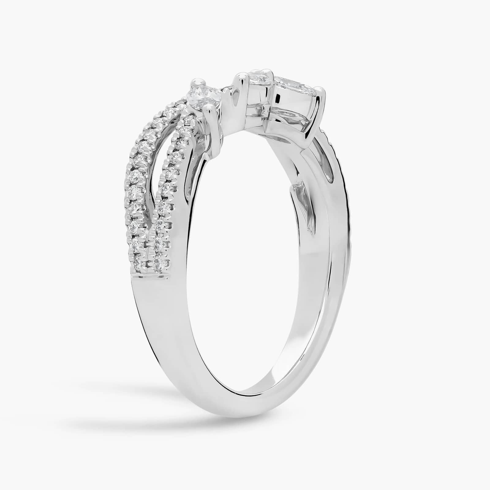 Romantic Twist Marquise and Pavé Curved Diamond Ring in 14k White Gold (3/8 ct. tw.)