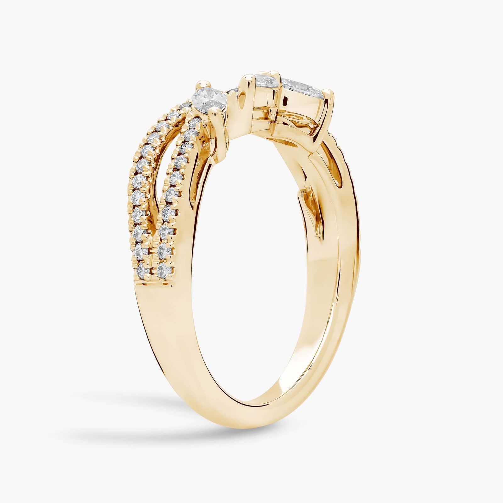 Romantic Twist Marquise and Pavé Curved Diamond Ring in 14k Yellow Gold (3/8 ct. tw.)