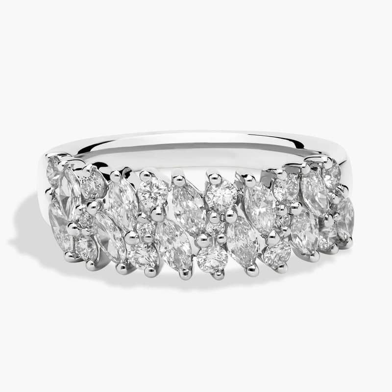 Romantic Diagonal Marquise Layered Diamond Ring in 14k White Gold (1 ct. tw.)