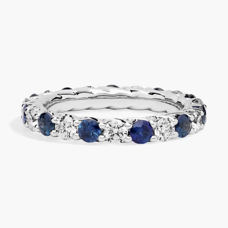 Tessere Alternating Sapphire and Diamond Eternity Ring in 14k White Gold (2.5mm)