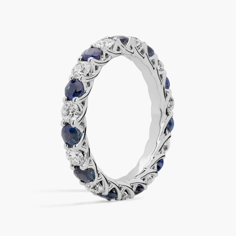 Tessere Alternating Sapphire and Diamond Eternity Ring in 14k White Gold (2.5mm)