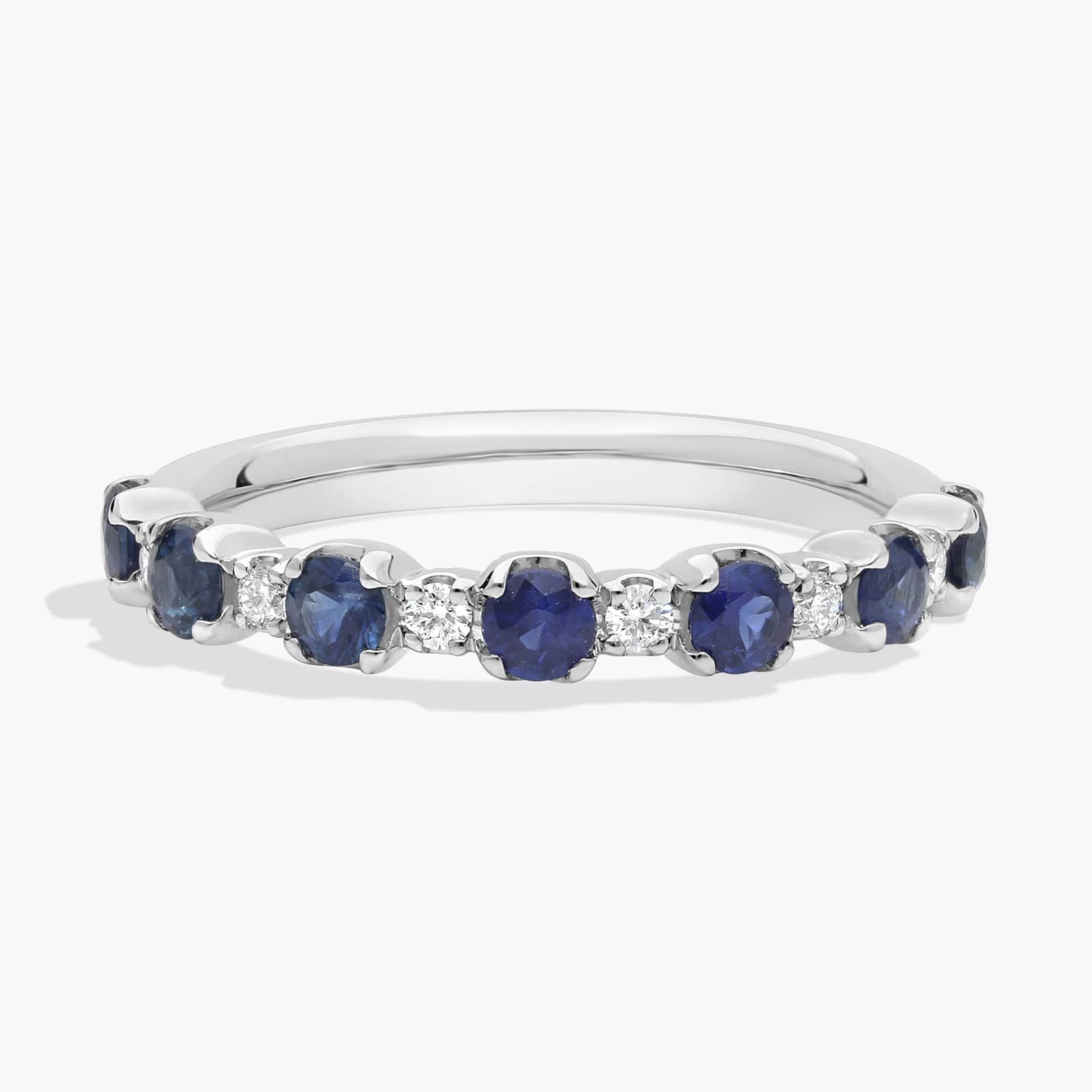 Capri Sapphire and Diamond Ring in 14k White Gold (2.4mm)