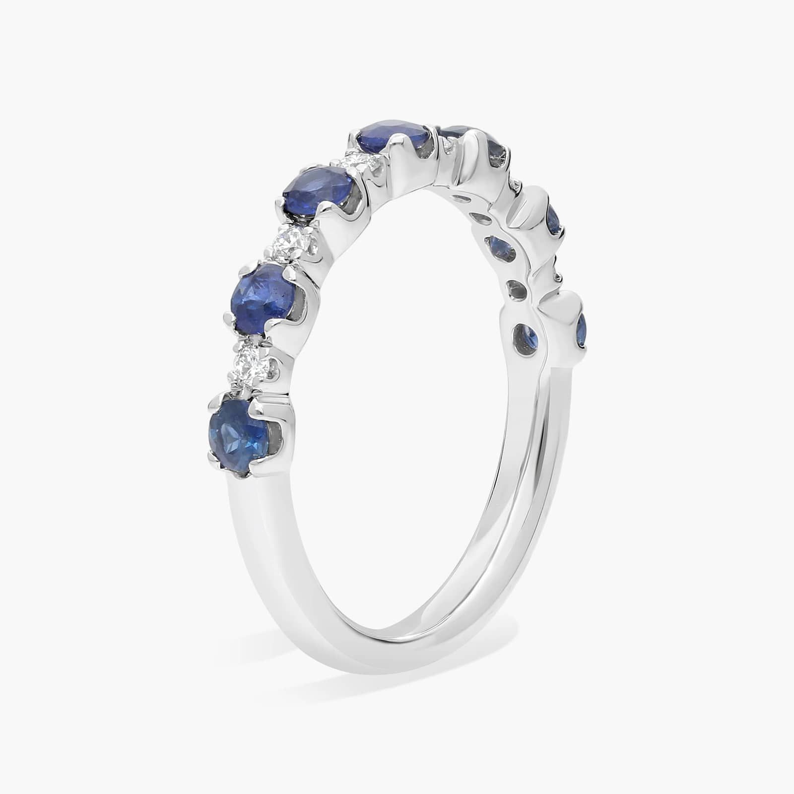 Capri Sapphire and Diamond Ring in 14k White Gold (2.4mm)