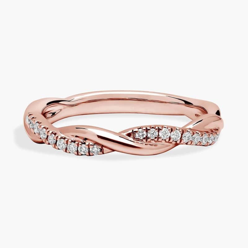 Petite Twist Lab-Grown Diamond Anniversary Ring in 14k Rose Gold (1/10 ct. tw.)