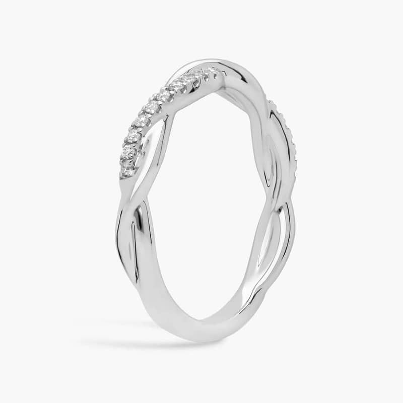 Petite Twist Lab-Grown Diamond Anniversary Ring in 18k White Gold (1/10 ct. tw.)