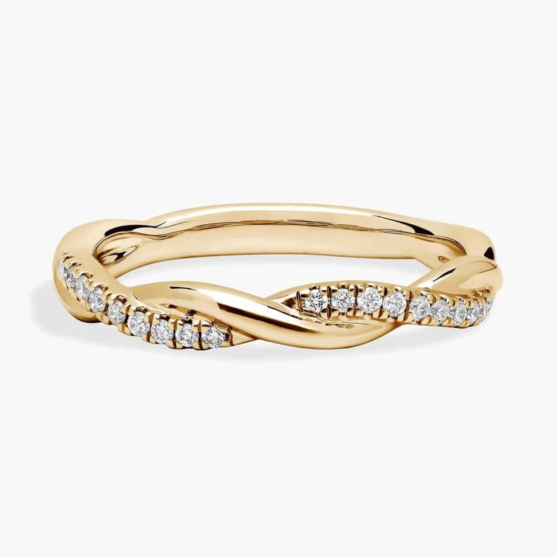 Petite Twist Diamond Anniversary Ring in 14k Yellow Gold (1/10 ct. tw.)