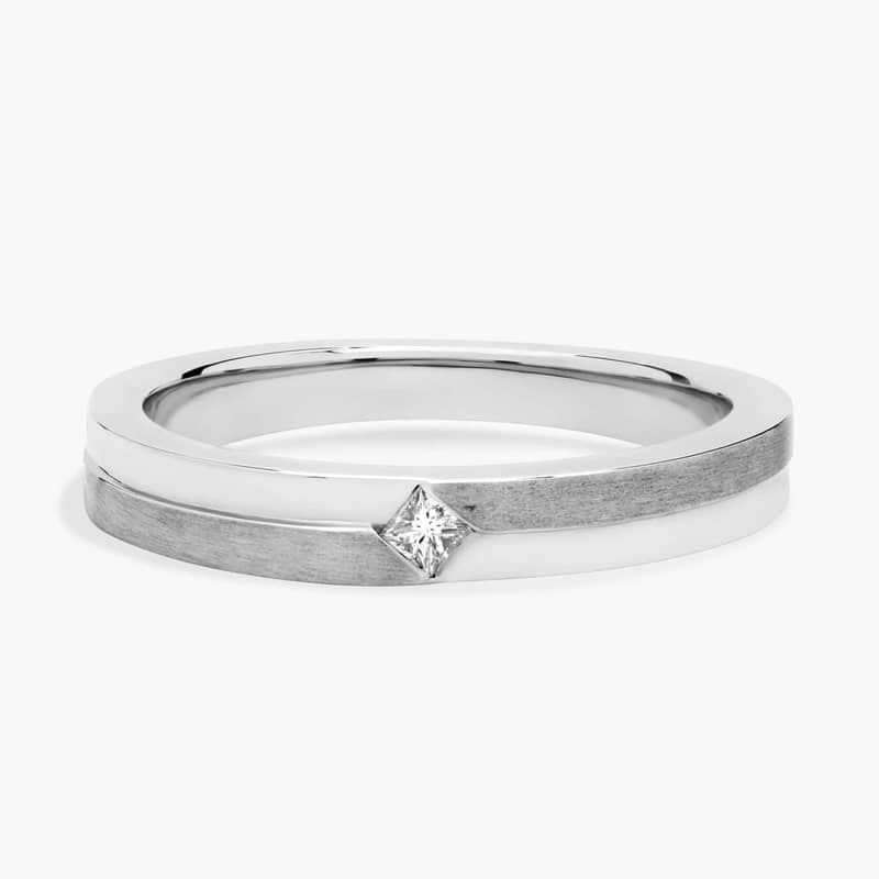 Men's Princess-Cut Solitaire Diamond Step Ring in Platinum (.06 ct. tw.)