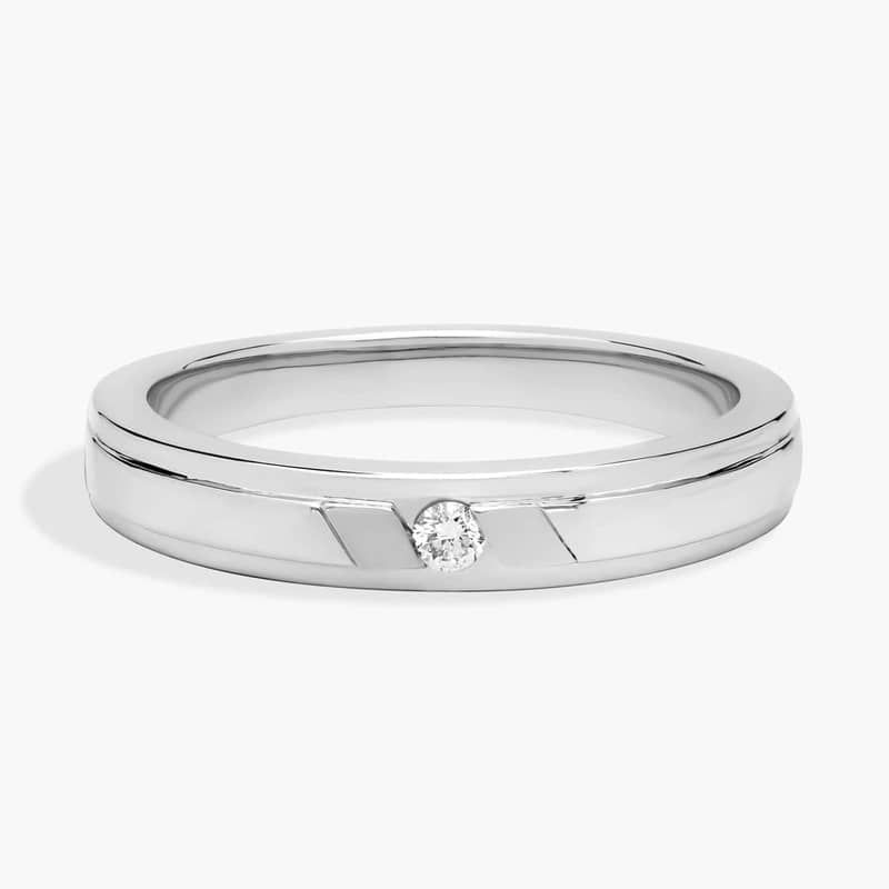 Diagonal Channel Set Round Solitaire Diamond Ring in Platinum (.05 ct. tw.)
