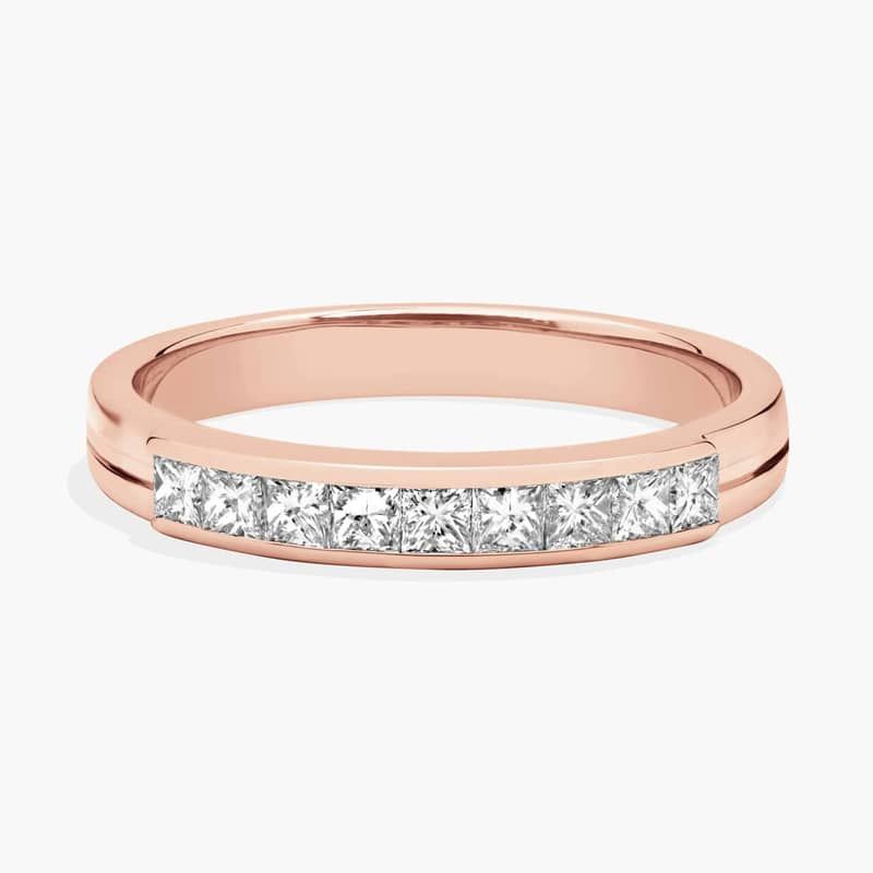 Channel Set Princess Cut Diamond Men's Wedding Ring in 14k Rose Gold (5/8 ct. tw.)