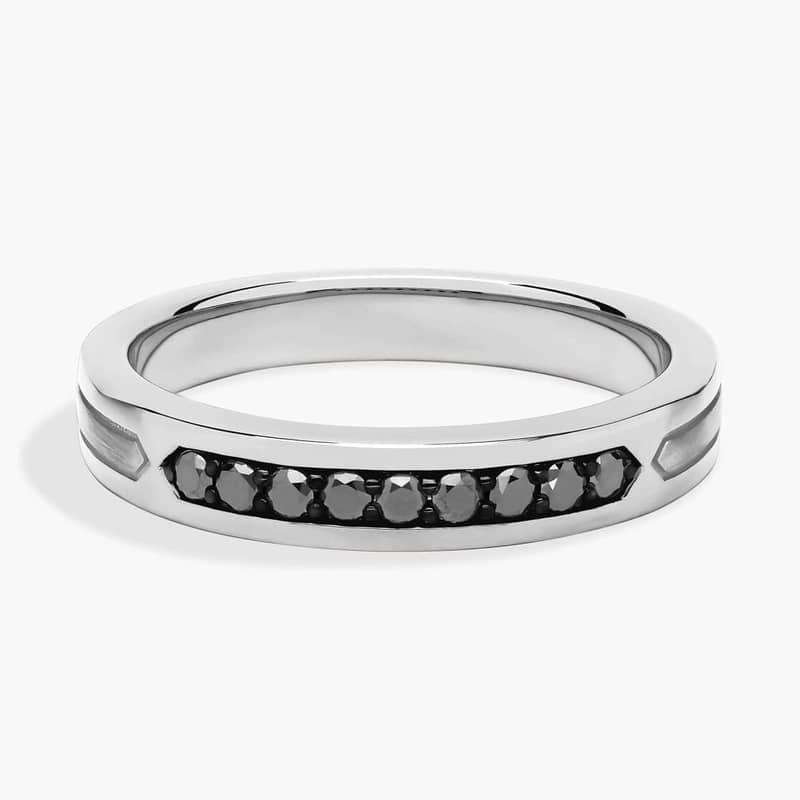 Men's Black Diamond Pavé Wedding Ring with Black Rhodium in Platinum (1/5 ct. tw.)