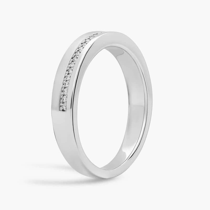 Men's Diamond Pavé Edge Wedding Ring in 14k White Gold (1/6 ct. tw.)