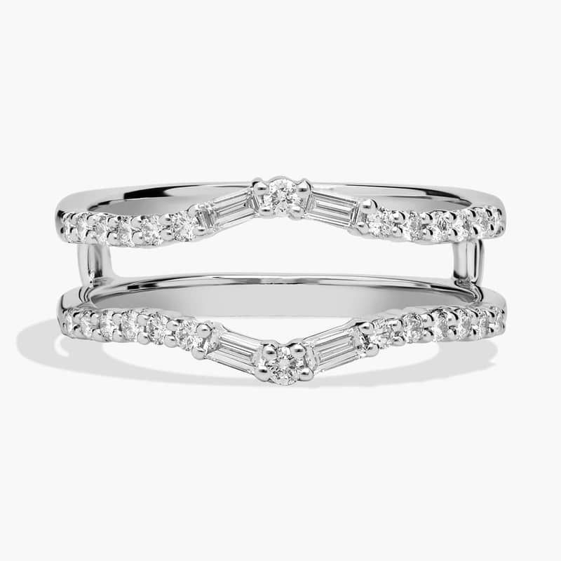 Curved Baguette and Round Diamond Ring Insert in Platinum (3/8 ct. tw.)