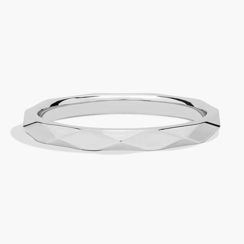 Stackable Beveled Triangle High Finish Ring in Platinum (2mm)