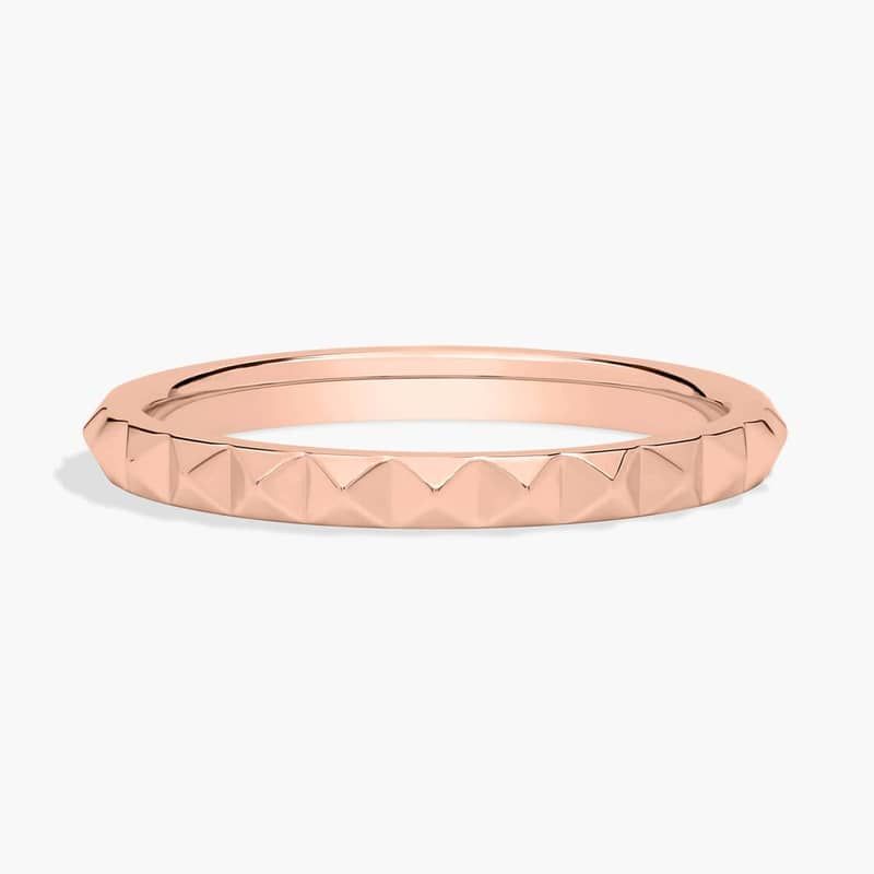 Stackable Pyramid Satin Finish Ring in 14k Rose Gold (2mm)