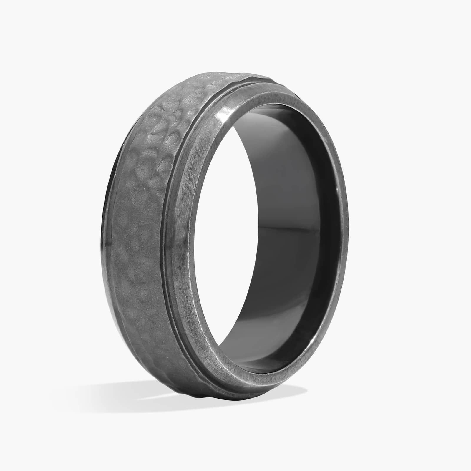 Hammered Finish Wedding Ring in Tantalum (7.5mm)