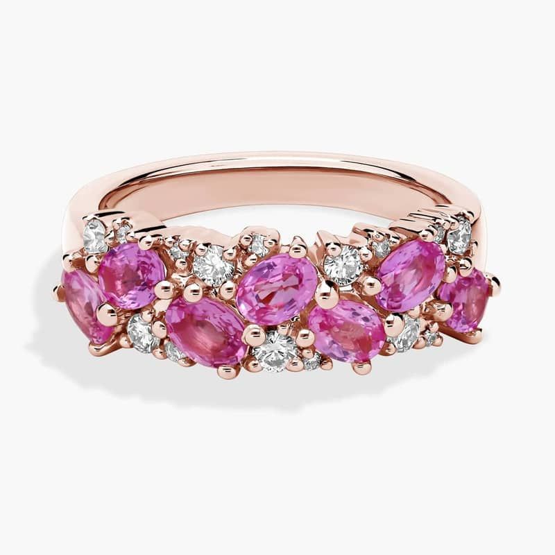 Romantic Oval Pink Sapphire and Diamond Ring in 14k Rose Gold