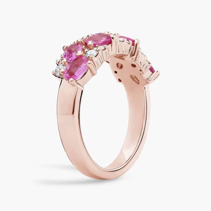 Romantic Oval Pink Sapphire and Diamond Ring in 14k Rose Gold