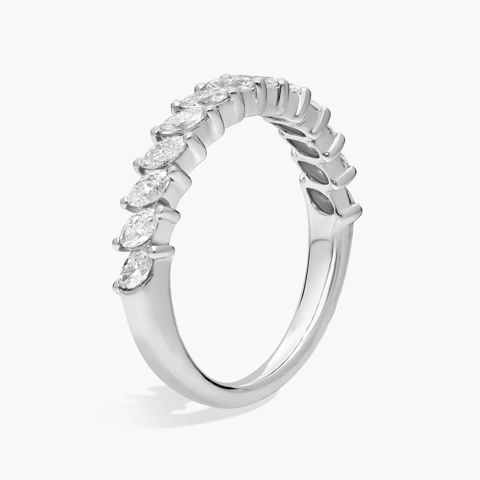 Angled Marquise Diamond Wedding Ring in 14k White Gold (3/4 ct. tw.)