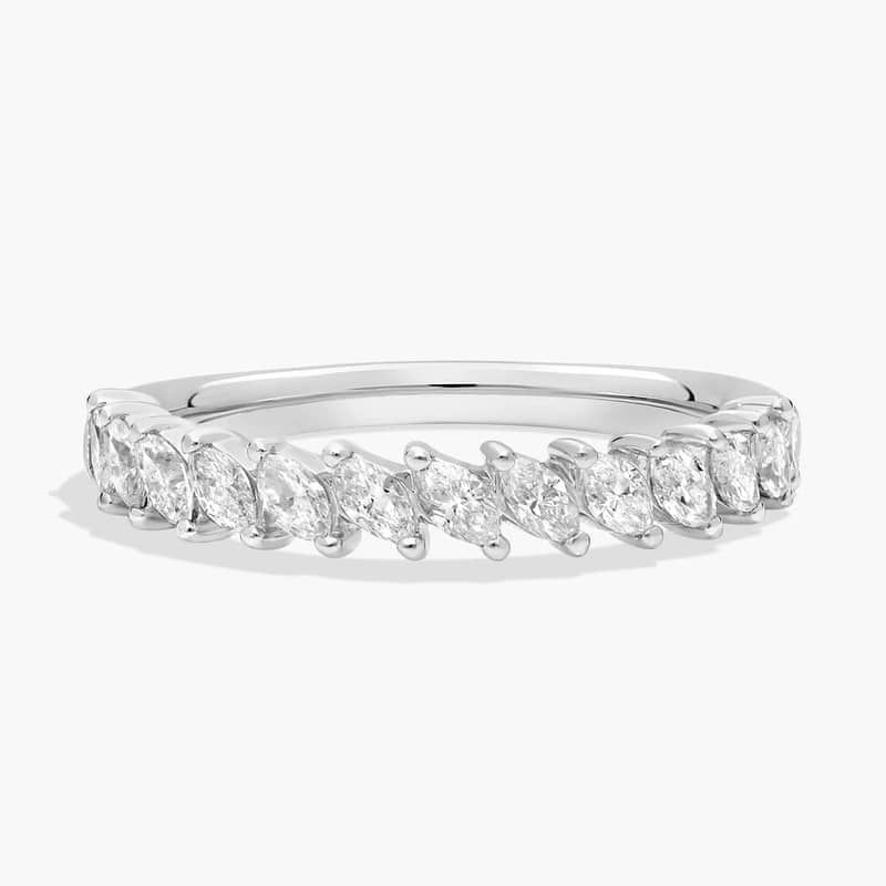 Angled Marquise Diamond Wedding Ring in 14k White Gold (3/4 ct. tw.)
