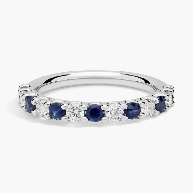 Luna Sapphire and Diamond Anniversary Ring in 14k White Gold (2.1 mm)