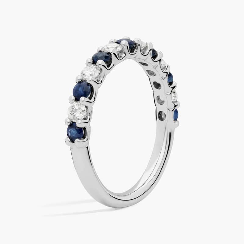 Luna Sapphire and Diamond Anniversary Ring in 14k White Gold (2.1 mm)