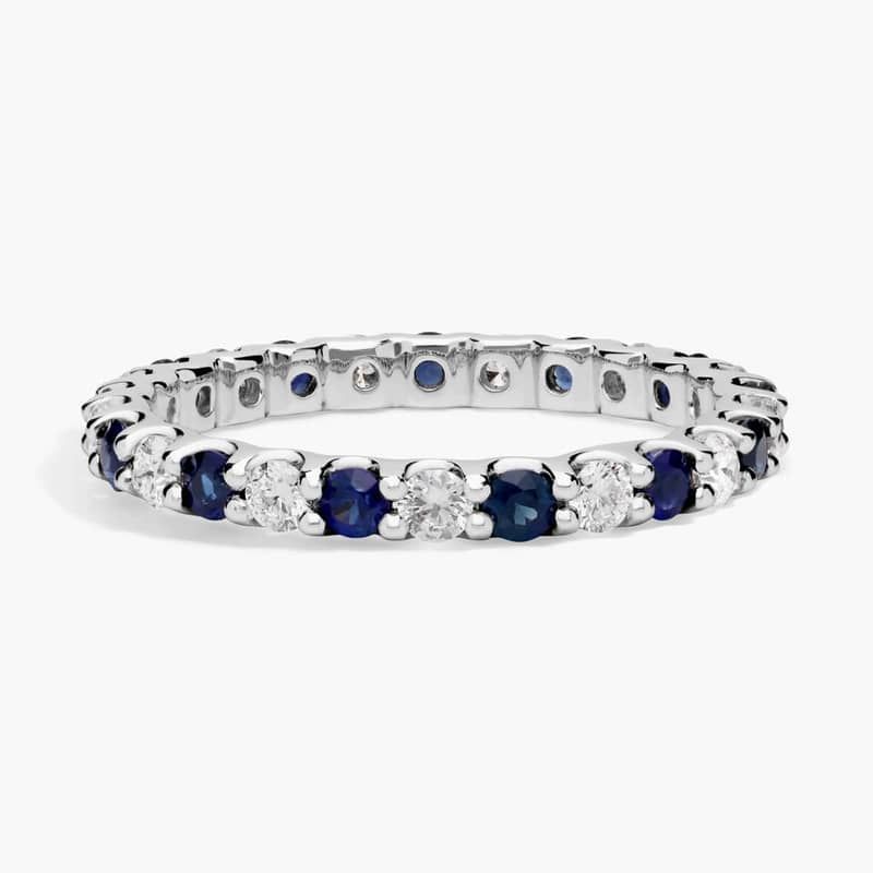 Luna Sapphire and Diamond Eternity Ring in 14k White Gold (2.2 mm)