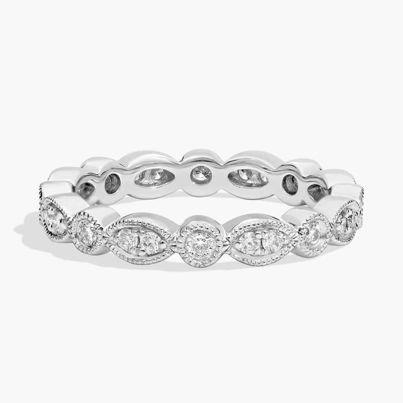 Milgrain Marquise and Dot Diamond Eternity Ring in 14k White Gold (1/3 ct. tw.)