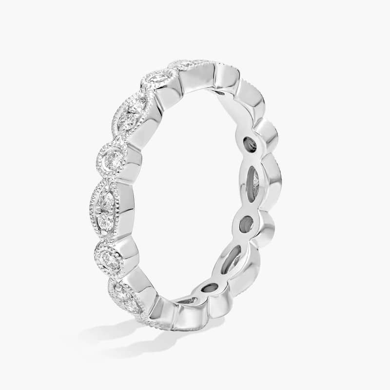 Milgrain Marquise and Dot Diamond Eternity Ring in 14k White Gold (1/3 ct. tw.)