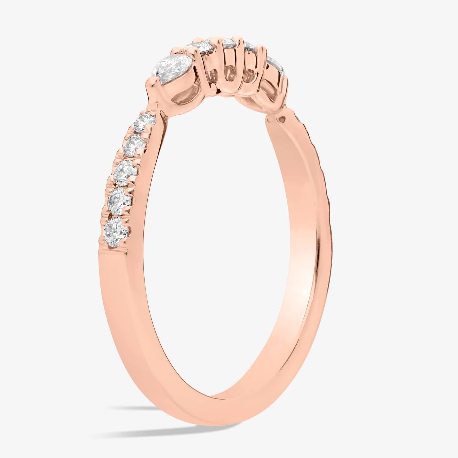 Pear, Round and Pavé Diamond Ring in 14K Rose Gold (1/3 Ct. Tw.)
