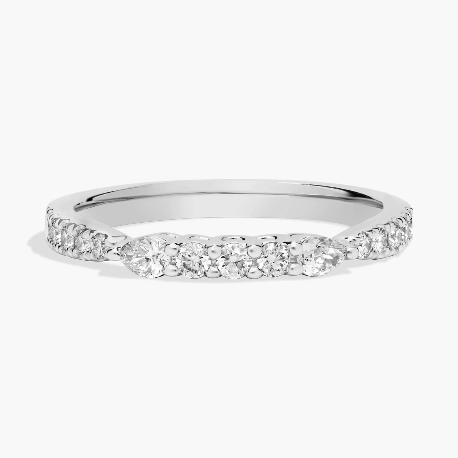 Pear, Round and Pavé Diamond Ring in 18K White Gold (1/3 Ct. Tw.)