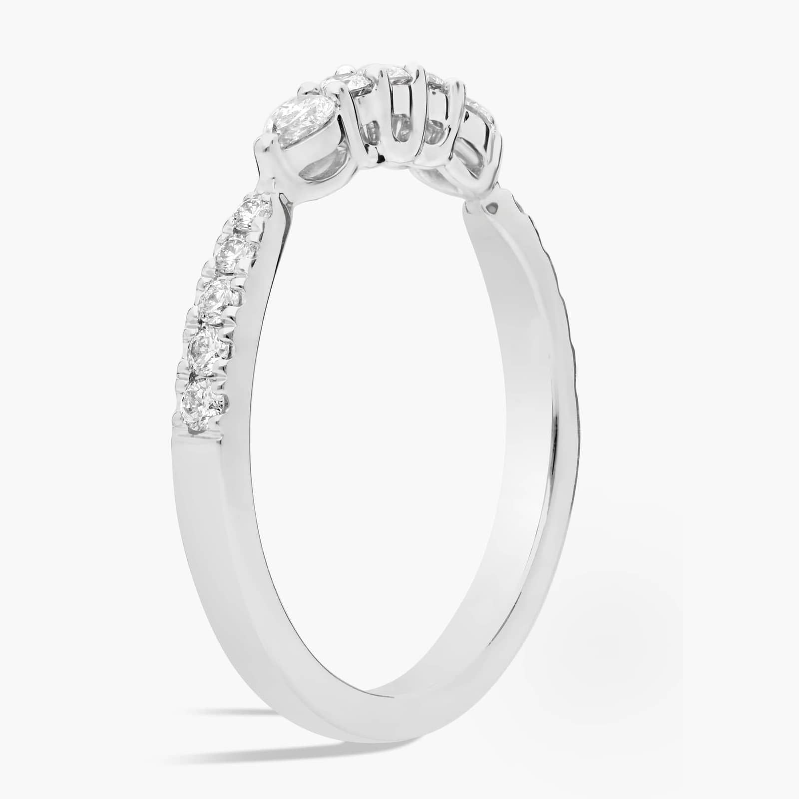 Pear, Round and Pavé Diamond Ring in 18K White Gold (1/3 Ct. Tw.)