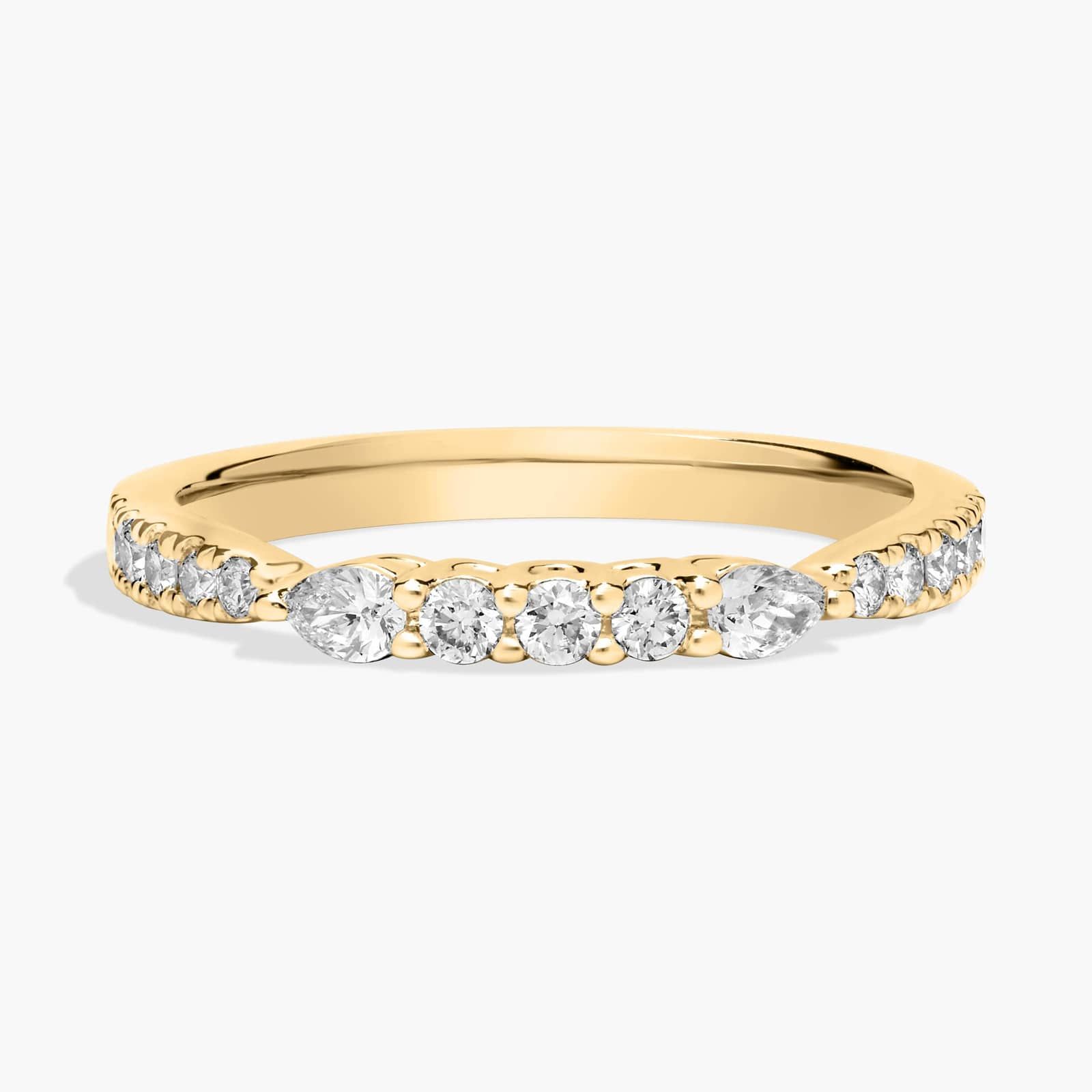 Pear, Round and Pavé Diamond Ring in 18K Yellow Gold (1/3 Ct. Tw.)