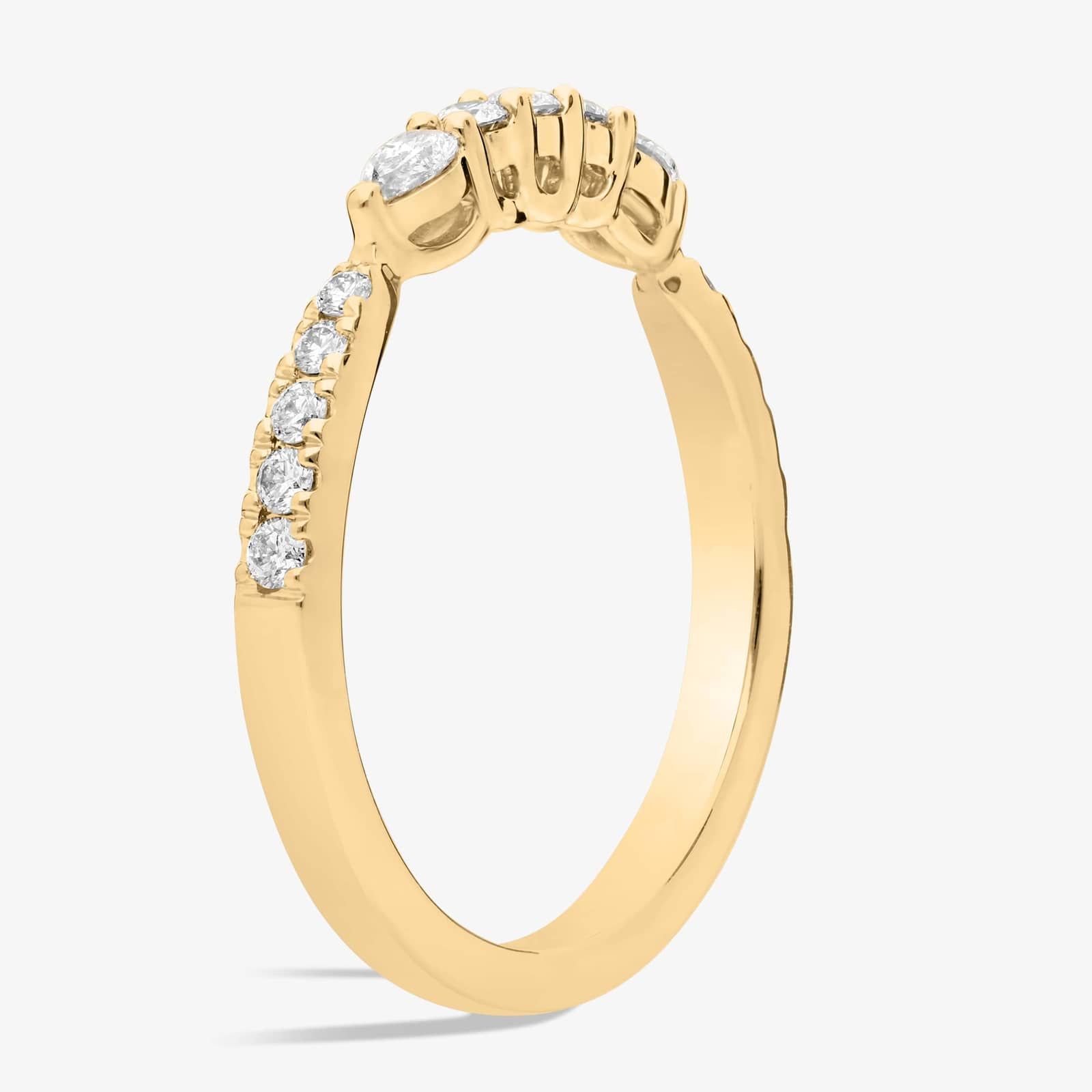 Pear, Round and Pavé Diamond Ring in 18K Yellow Gold (1/3 Ct. Tw.)